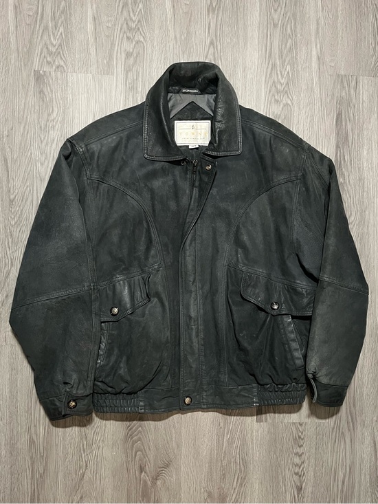 London Fog Other - Vintage 90s London fog Towne leather bomber full zip button jacket large ￼￼￼